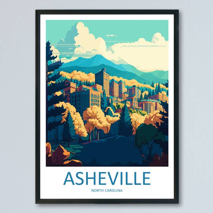 Cartel de Viaje de Asheville, EE. UU. para venta al por mayor de TravelzonaArt