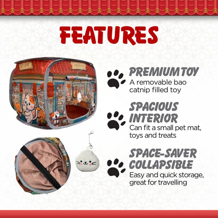Capnip - Venta al por mayor Iglú para mascotas - Gatos y perros - Casa de Gato Plegable Mochi's Dim Sum Palace de Capnip5