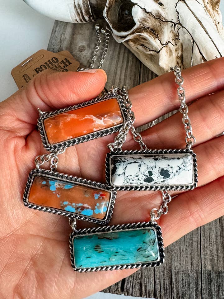 Western Semi Stone Bar Necklace for wholesale by Boho Ranch Shop