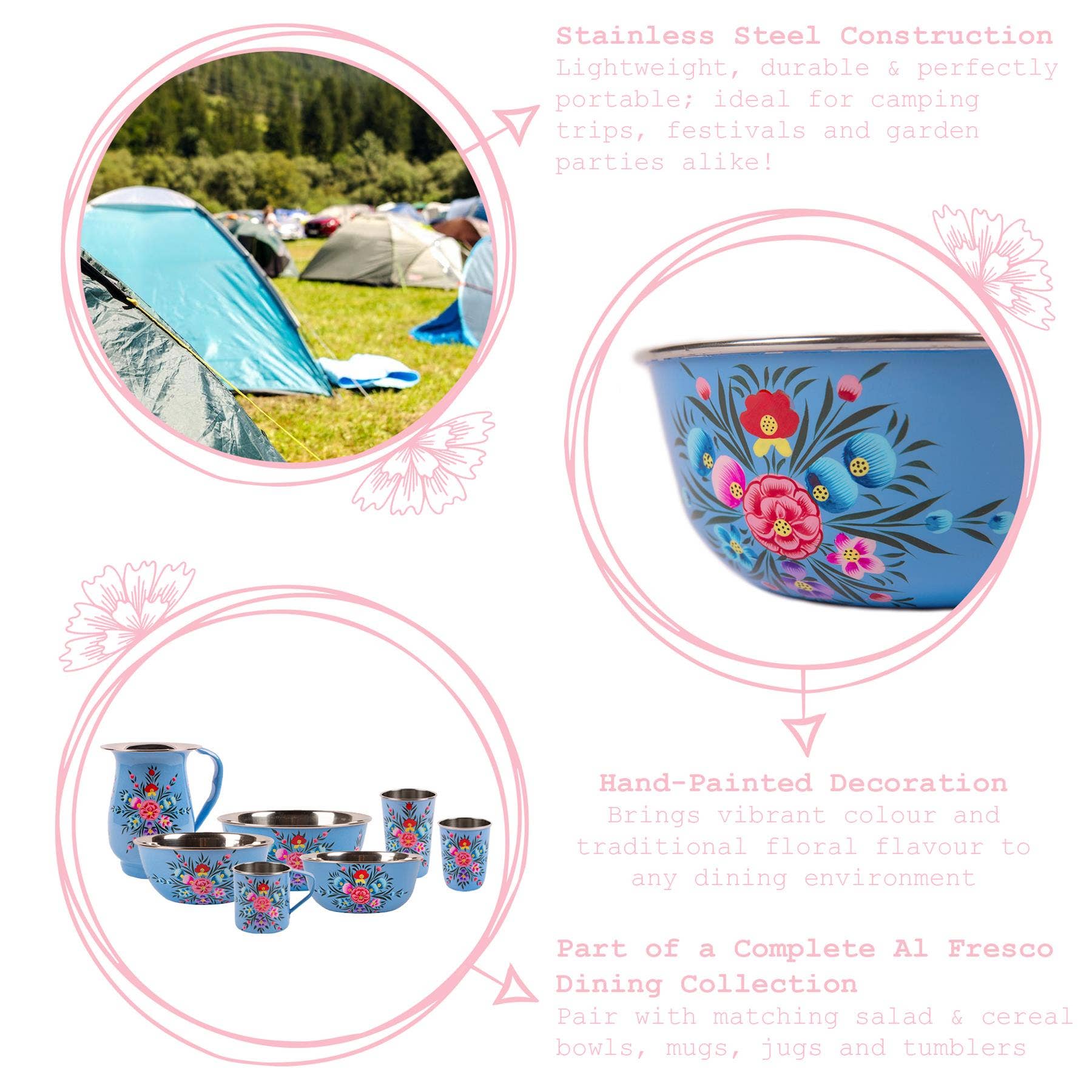 Rinkit Ltd – Tigela por atacado – Pansy Taça Piquenique Aço Inoxidável 16.5cm - By BillyCan4