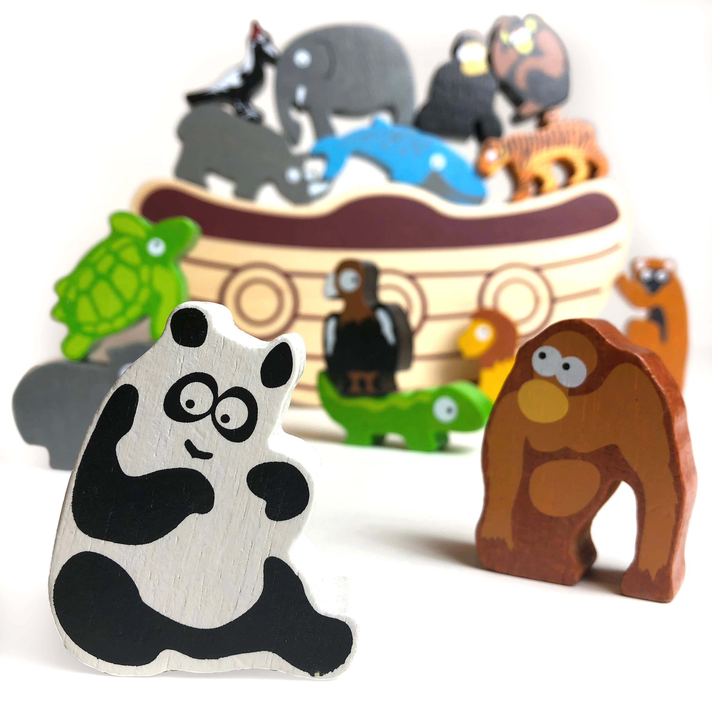BeginAgain - Wholesale Wood Toy - Kids - Balance Boat Endangered Animals1