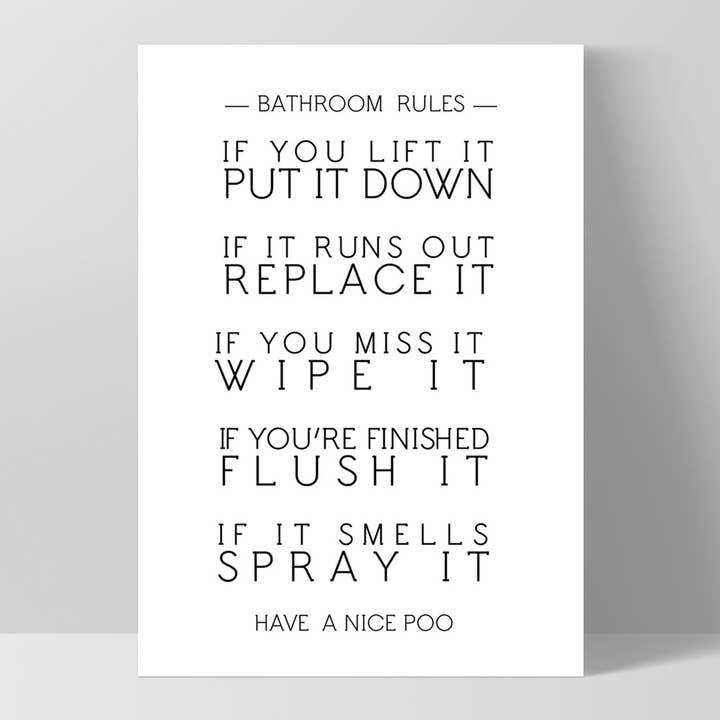 Bathroom Toilet Rules Wall Art. Have A Nice Poo Poster and other Purchase Wholesale splesh toilet roll. Free Returns & Net 60 Terms on Faire trending on Faire.