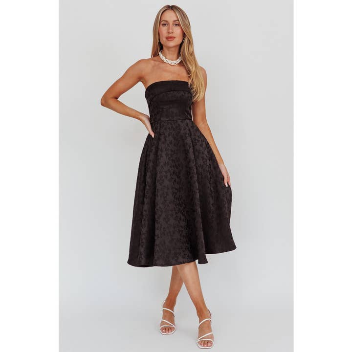 One and Only Collective - Wholesale Dress - Women's - JACQUARD FLORAL MIDI DRESS
