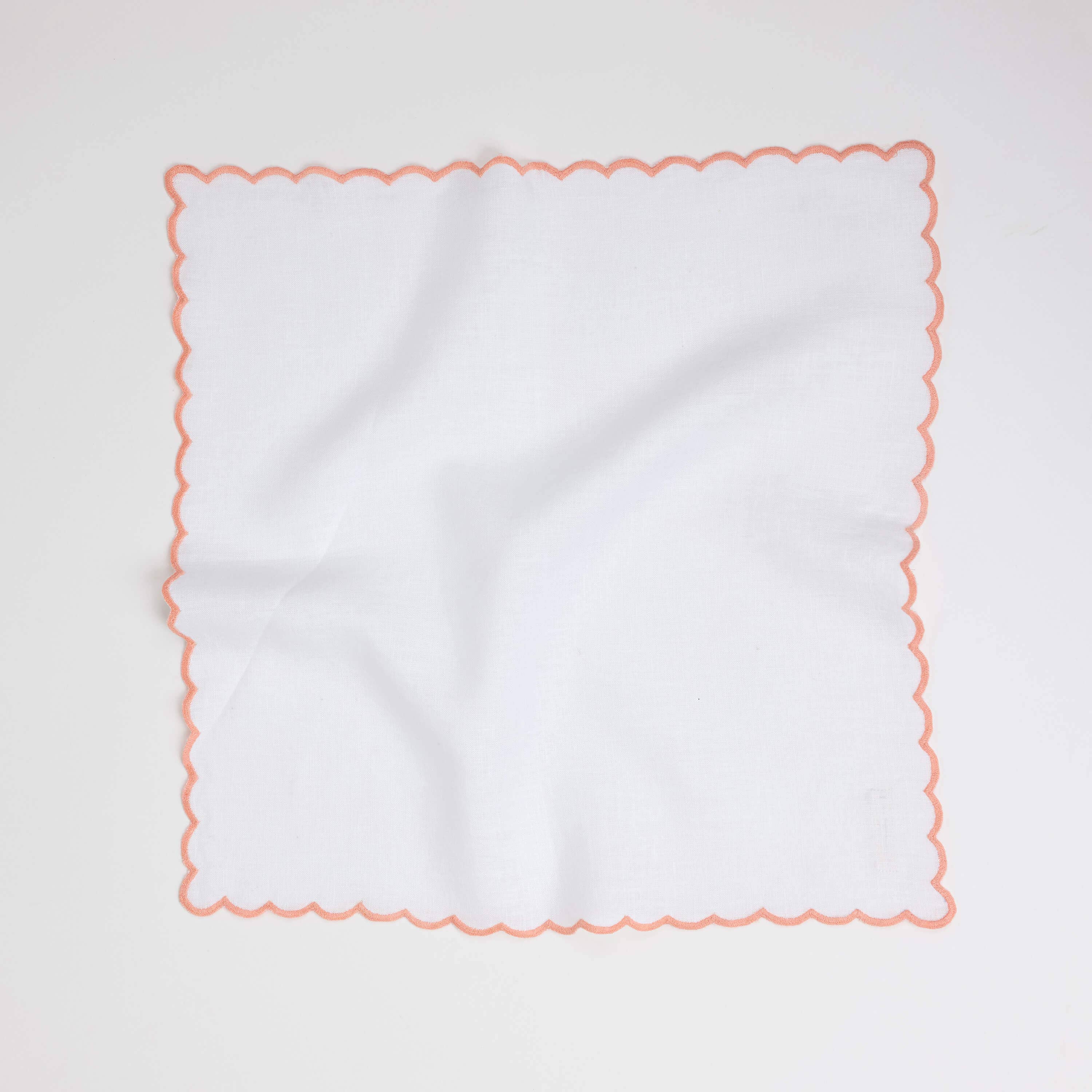 Craft Boat – wholesale Dinner & cloth napkin – ARTISANAL ESSENTIAL SCALLOPED LINEN NAPKINS SET PINK1