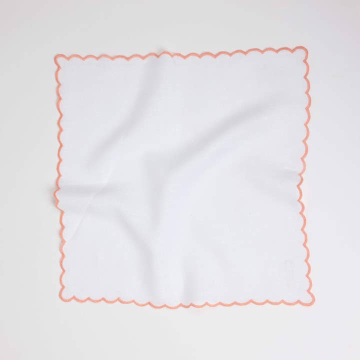 Craft Boat - Wholesale Dinner & Cloth Napkin - ARTISANAL ESSENTIAL SCALLOPED LINEN NAPKINS SET PINK1