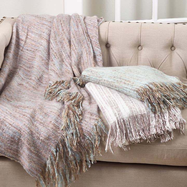 Fennco Styles - Wholesale Throw Blanket - Aqua Faux Mohair Shabby Throw Blanket