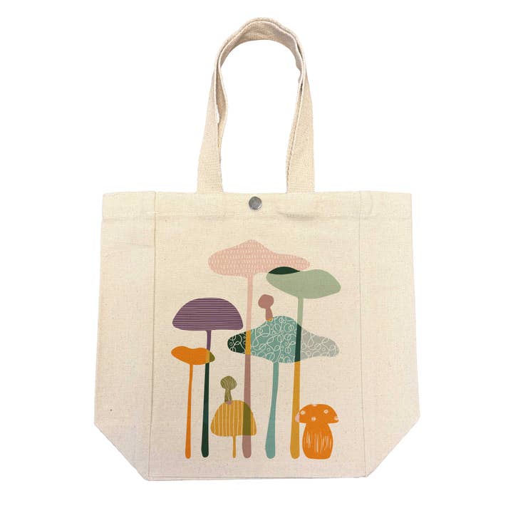 Tall & Colorful Mushrooms Lunch Bag for wholesale by Potluck Press