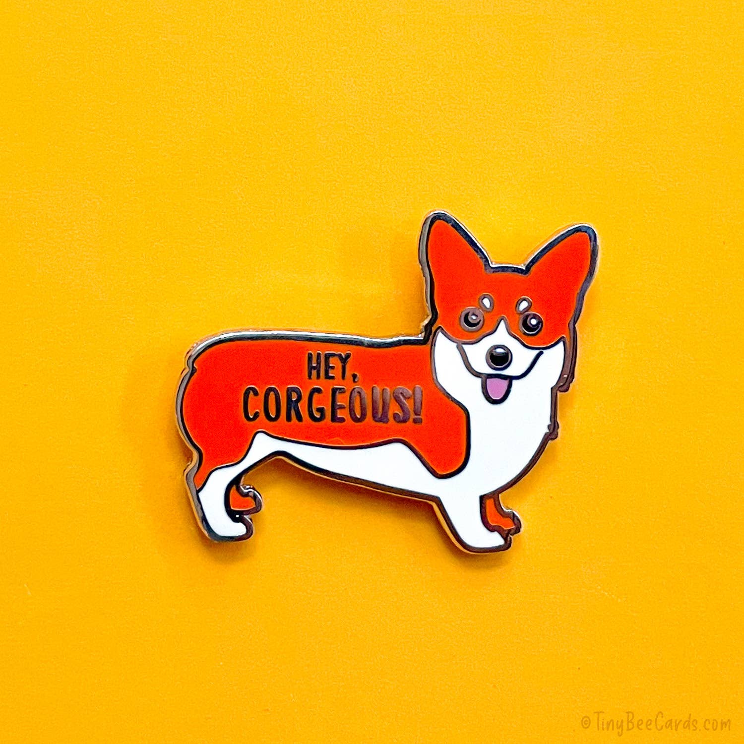 Tiny Bee Cards - Wholesale Lapel Pin/Button - Hey Corgeous Corgi Dog Enamel Pin