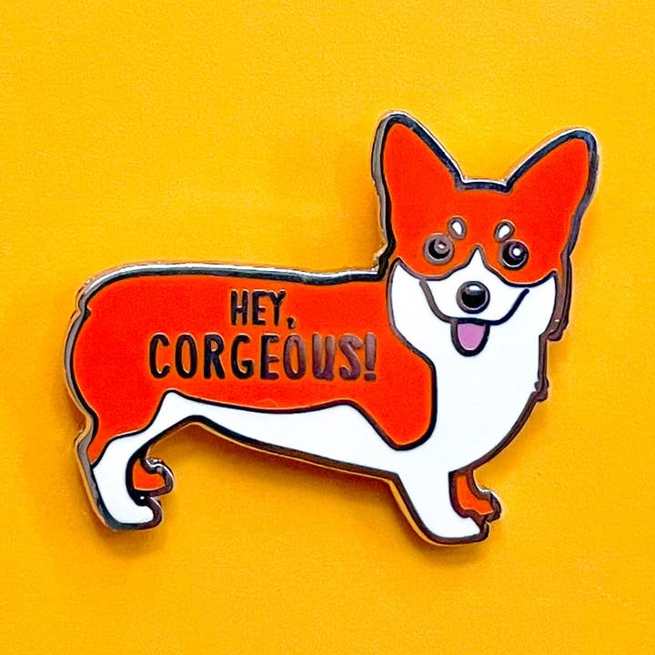 Tiny Bee Cards - Wholesale Lapel Pin/Button - Hey Corgeous Corgi Dog Enamel Pin0