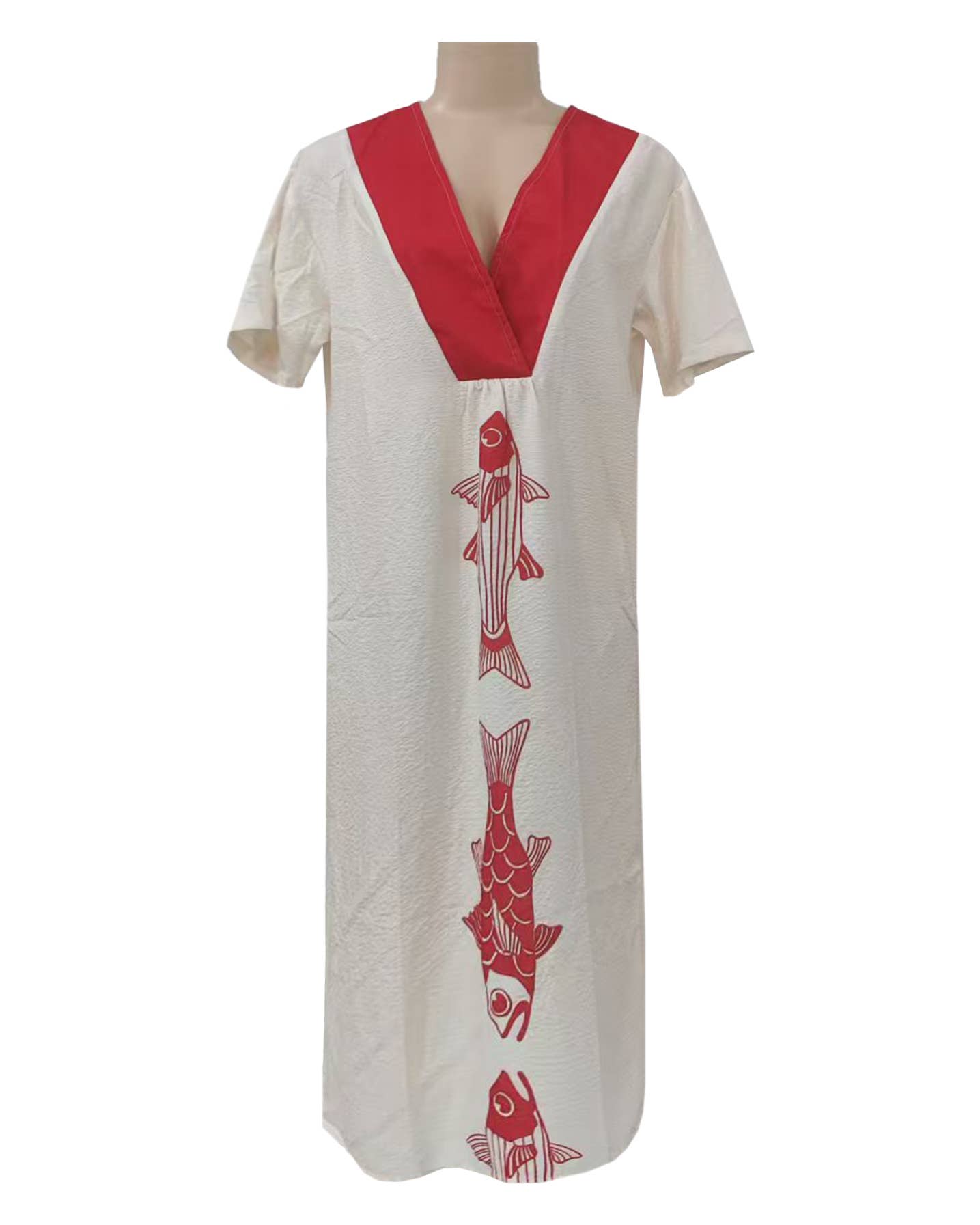 Rosa Clothing - Wholesale Dress - Women's - Ocean Lobster sardine printed loose dress short sleeve2