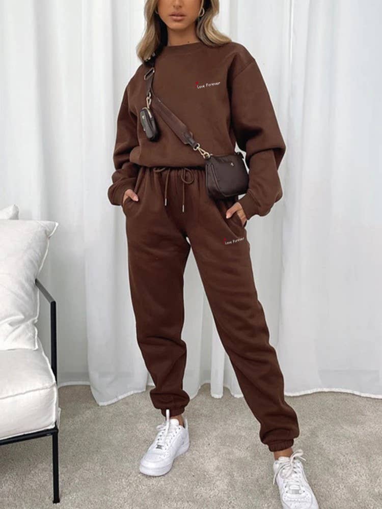 Rosa Clothing - Wholesale Top & Pant Set (NOT Loungewear) - Women's - Hearts Leisure Letter Print Long SleeveSweatshirt Set2