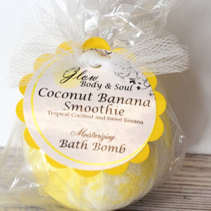 Glow Body and Soul - Vente Bombe de bain/poudre effervescente pour le bain - Bombe de bain smoothie noix de coco banane pétillante1