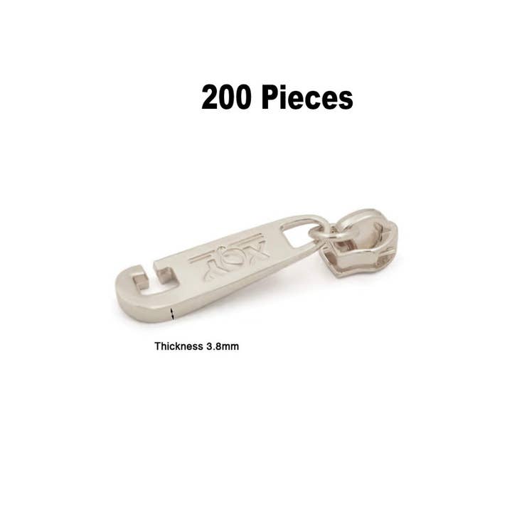 12x39mm Custom Metal Zipper Pull with Engraved Logo for wholesale by Radyan Fabrics