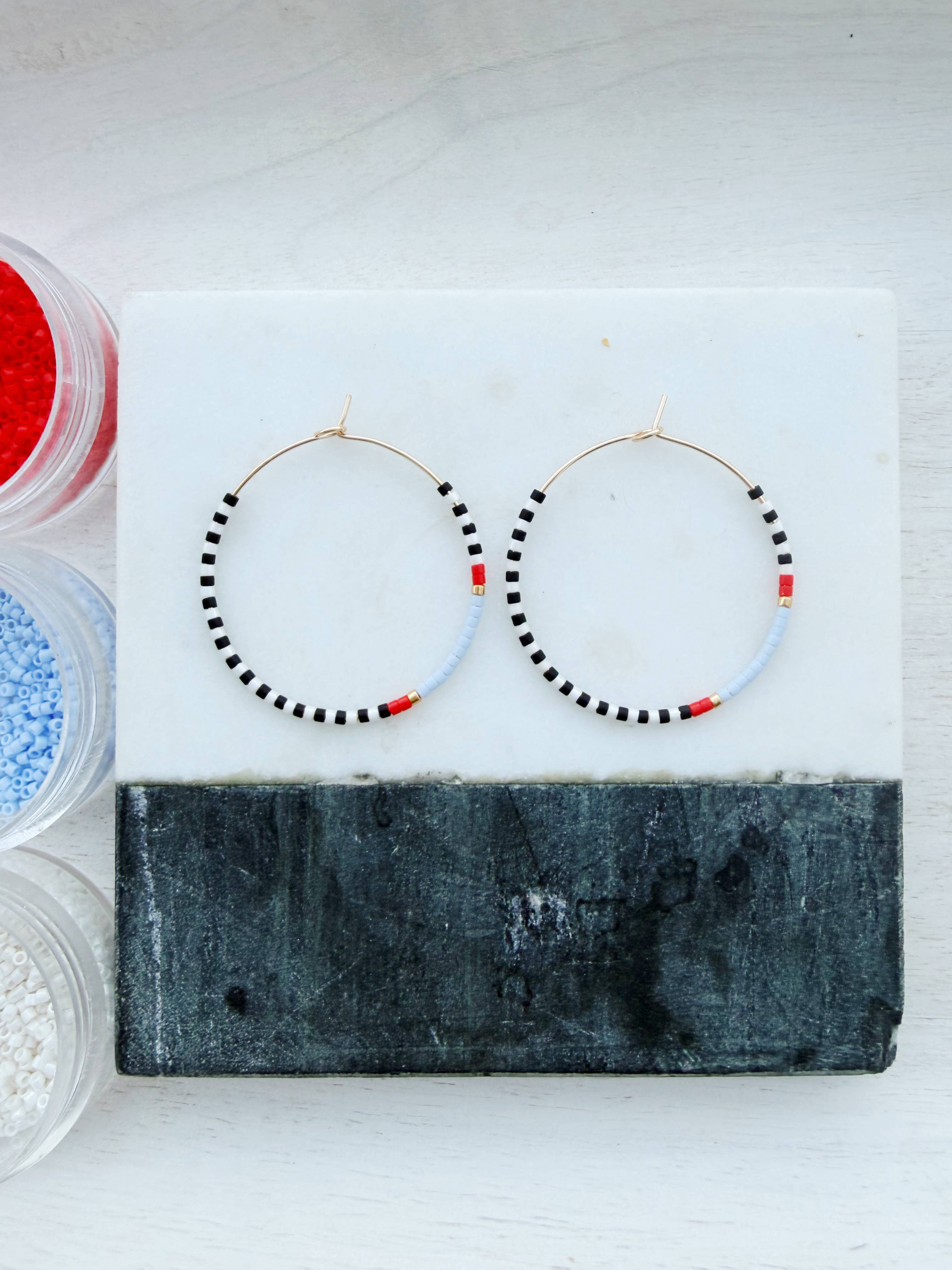 Girls Day Out by Amy Houston - Wholesale Hoop Earrings - Between the Lines  /gold filled glass beaded hoop earrings  0