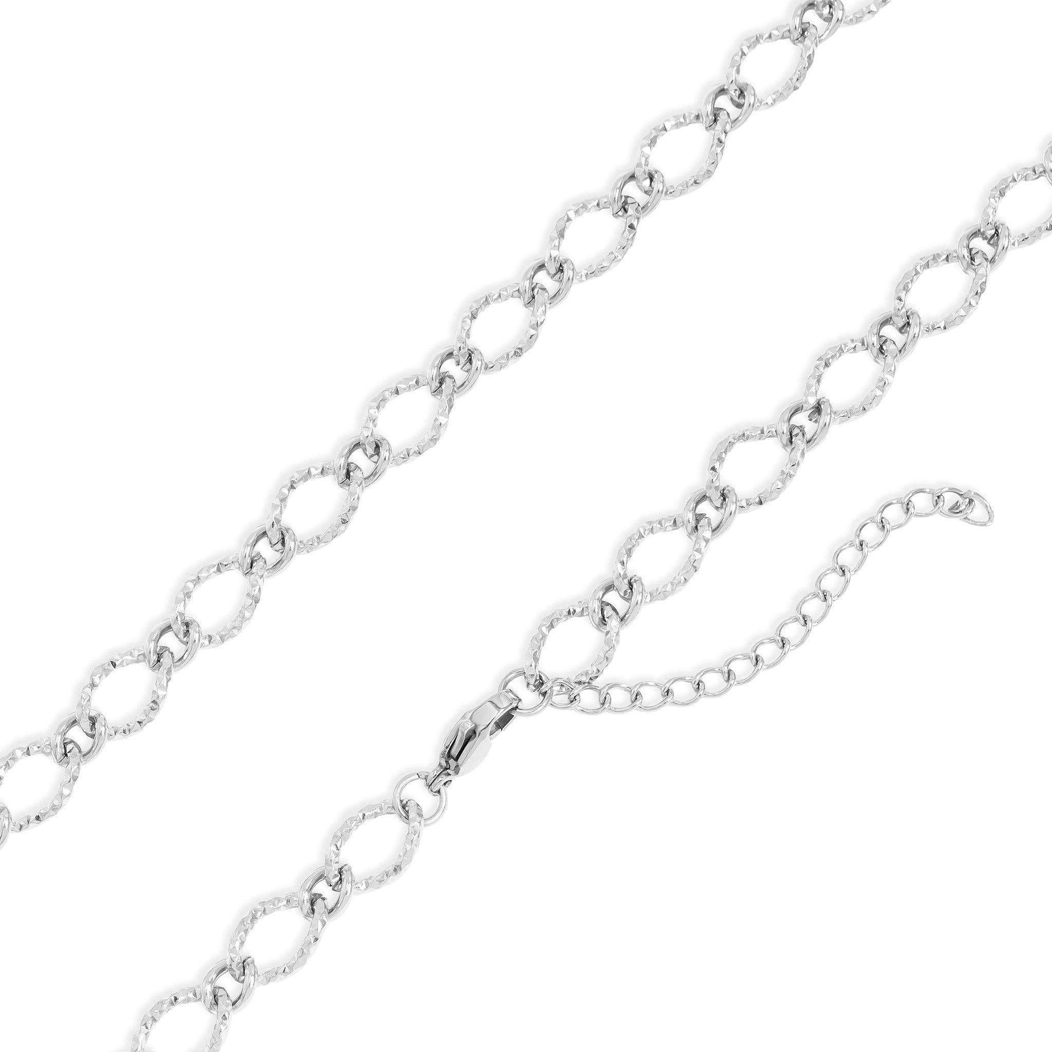 WJW - Wholesale Link & Chain Necklace - 18K Gold PVD Stainless Steel Hammered Oval Chain Necklace3