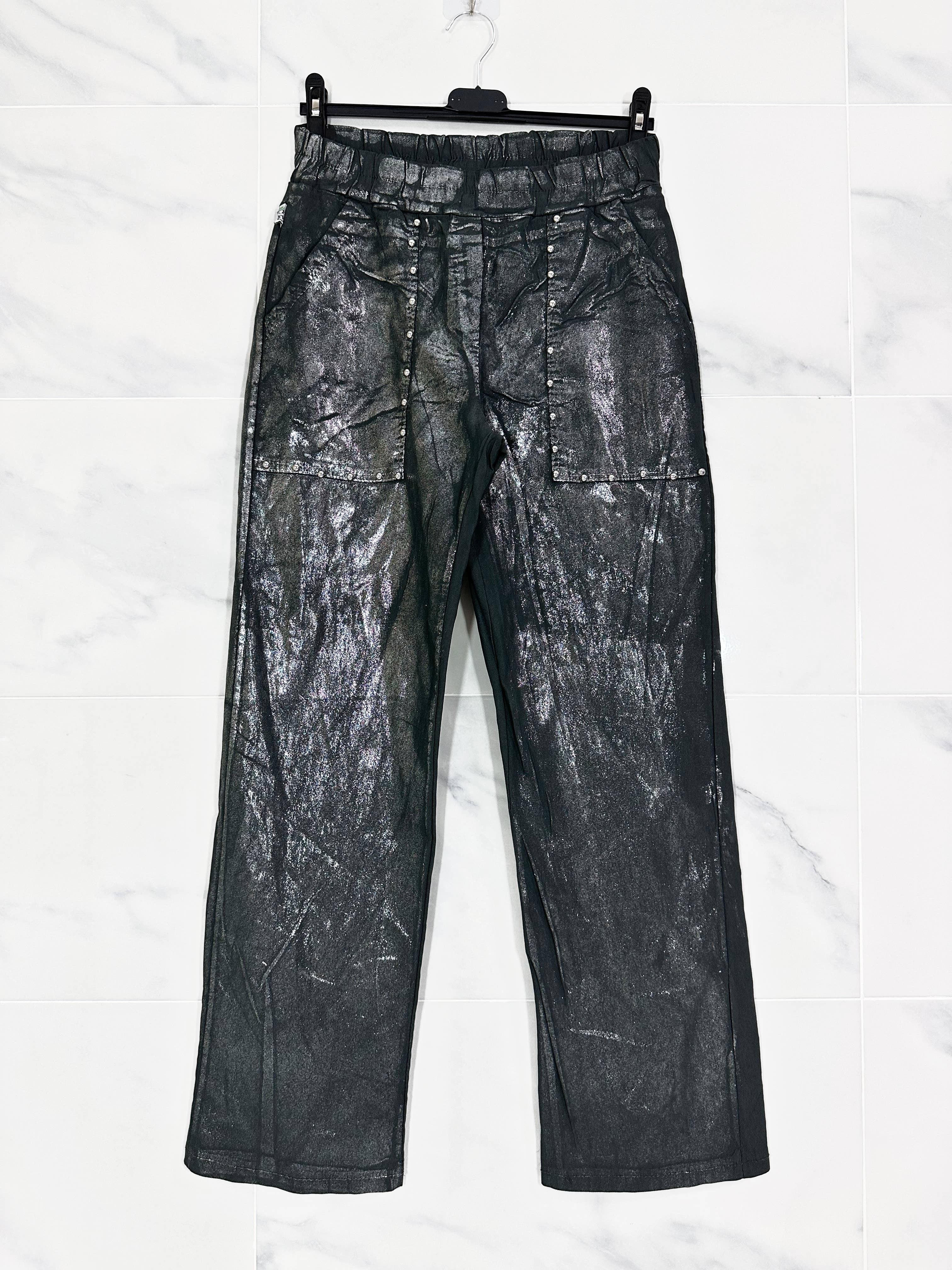 ZAFA PARIS - Wholesale Pants - Women's - 60F04P51 - Straight pants with elastic waistband, glitter8