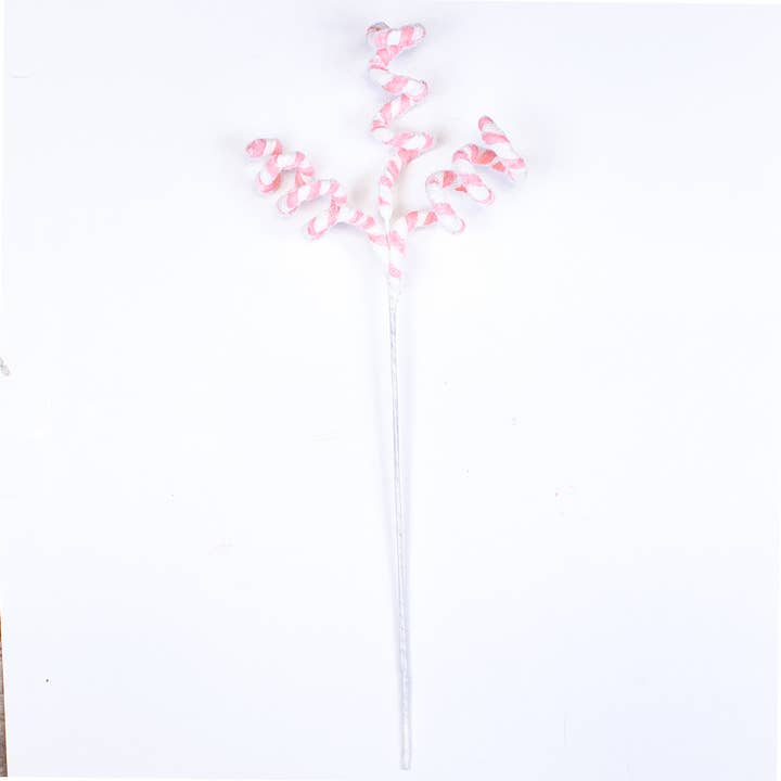 The Royal Standard - Wholesale Decorative Figurine - Whimsical Candy Stripe Stem Light Pink/White 20"