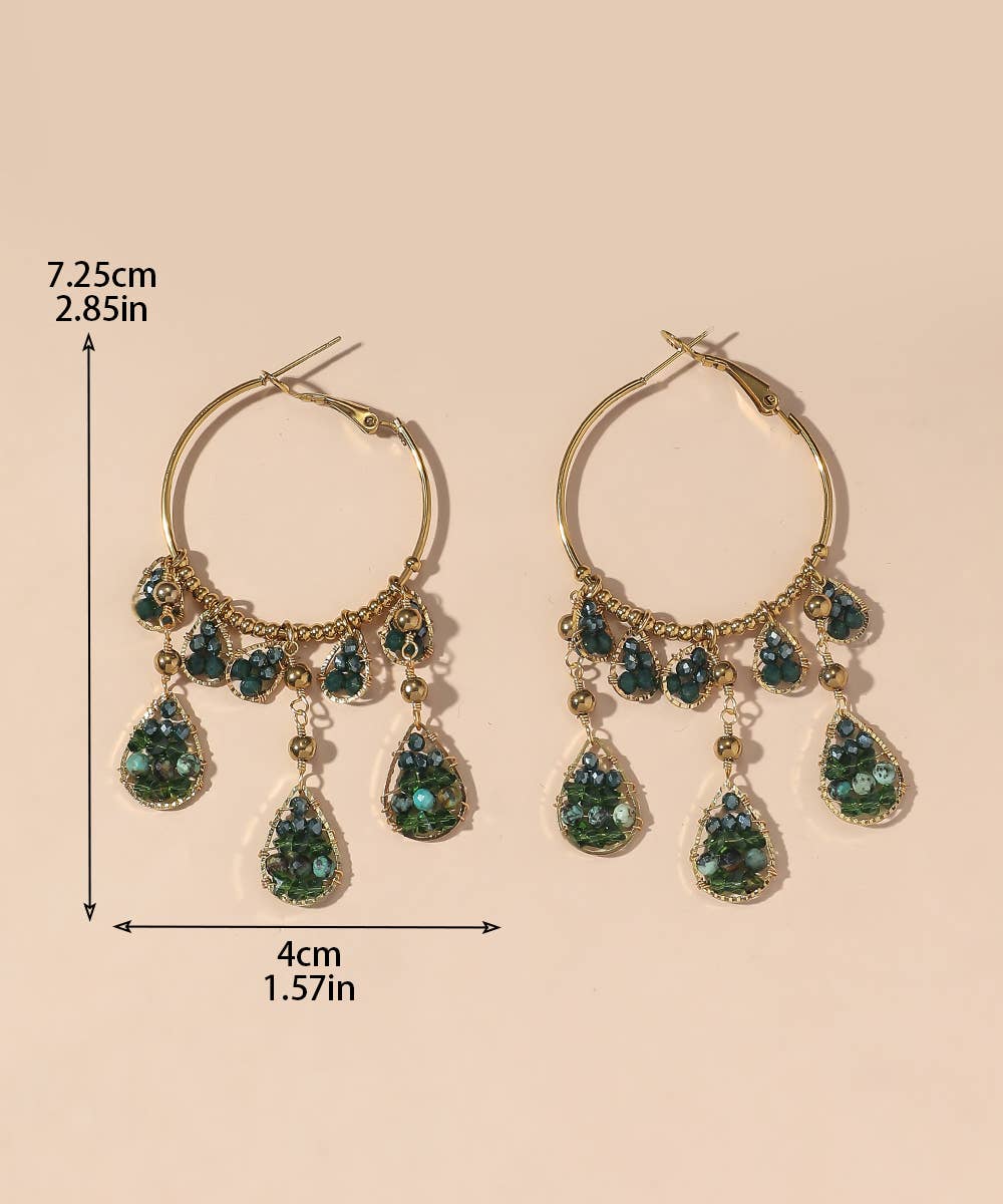 Blossom bijoux - Wholesale Dangle Earrings - BO Stud Hoops Stainless Steel Crystal Beads 25BOA0034