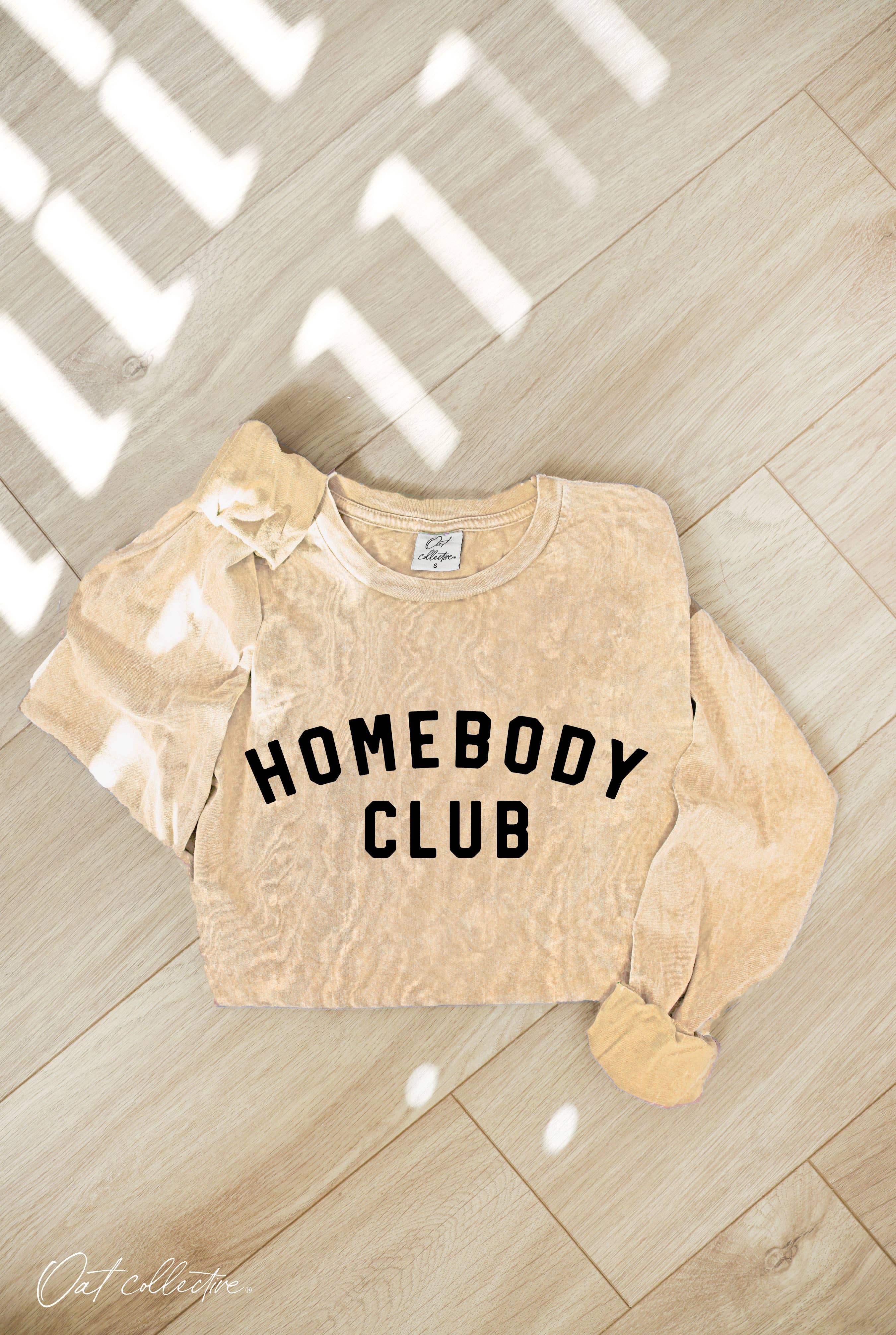 OAT COLLECTIVE - Wholesale Screen Printed T-Shirt - Women's - HOMEBODY CLUB Mineral Washed Long Sleeve Graphic 11