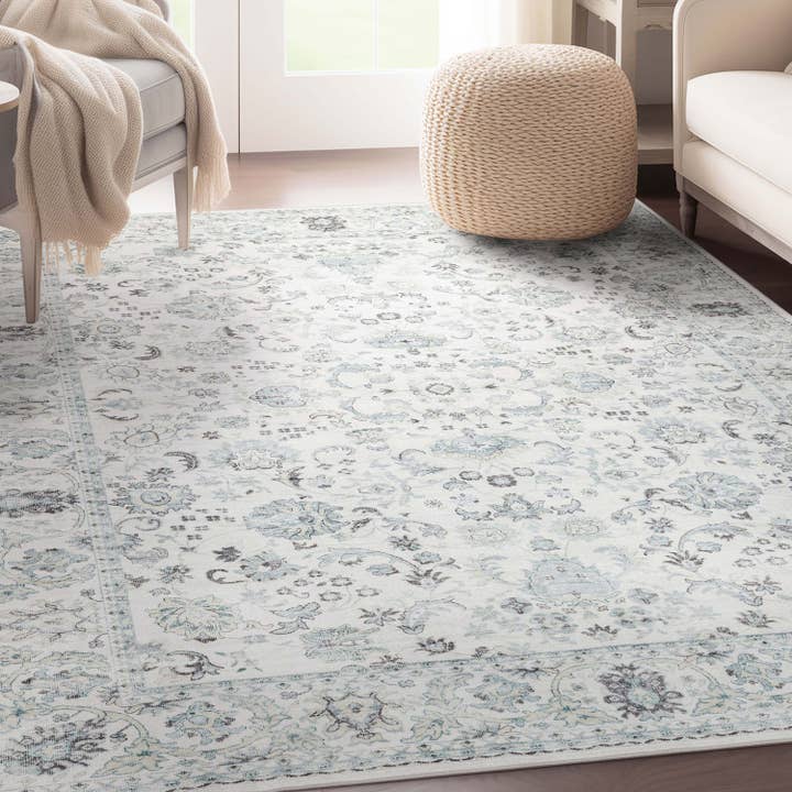 Elle Basics Silk Vintage Oriental Ivory Easy-Clean Washable Non-Slip Rug by Well Woven for wholesale by Well Woven