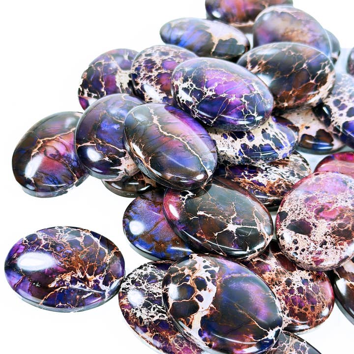 Cabochon Ovale in Diaspro Imperiale Viola 30x40mm - Lotto di 150 pezzi per la vendita all'ingrosso da parte di Hartman & Rose