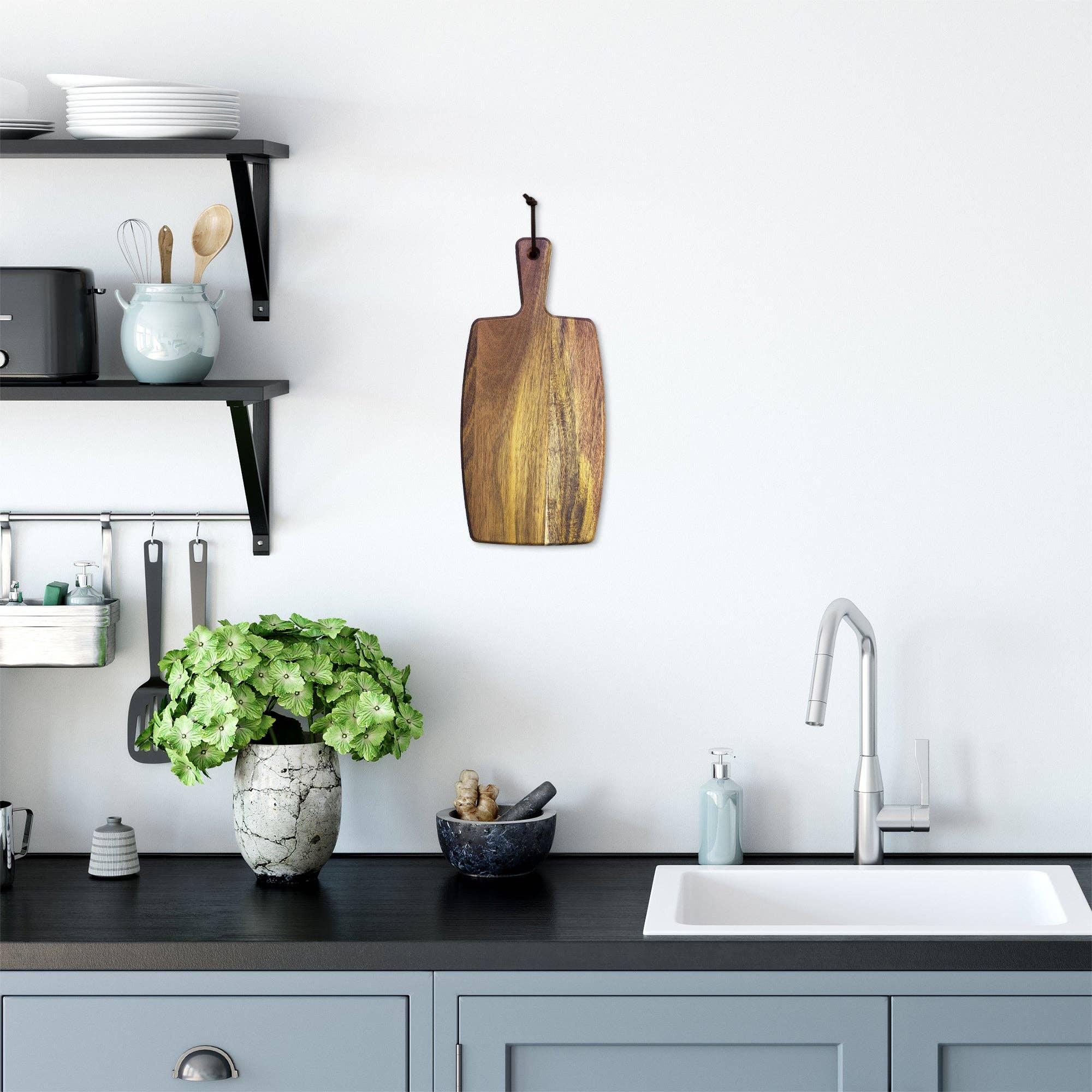 Totally Bamboo - Wholesale Cheese Board - Rock & Branch® Acacia Wood Charcuterie Serving Paddle Board3