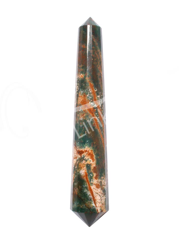 POINTE - BLOODSTONE À 16 FACETTES À DOUBLE EXTRÉMITÉ, 2 POUCES (PC) pour la vente par Oceanic Linkways Inc