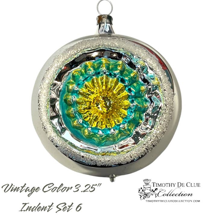 Timothy De Clue Collection - Wholesale Ornament Set - Vintage Colors Indents - Set of 6 |3.25 in - Antik Baubles Christmas Ornament3