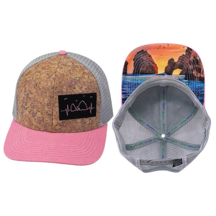 Cabo Hat | Baseball Hat Fit | Cork - Pink - Gray for wholesale by The Heartbeat Brand