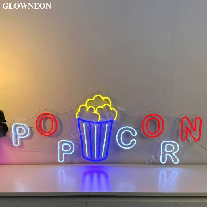 Glow Neon - Wholesale Neon sign - Cinema Popcorn Neon Sign, Popcorn Movie Bar Open Wall Decor3