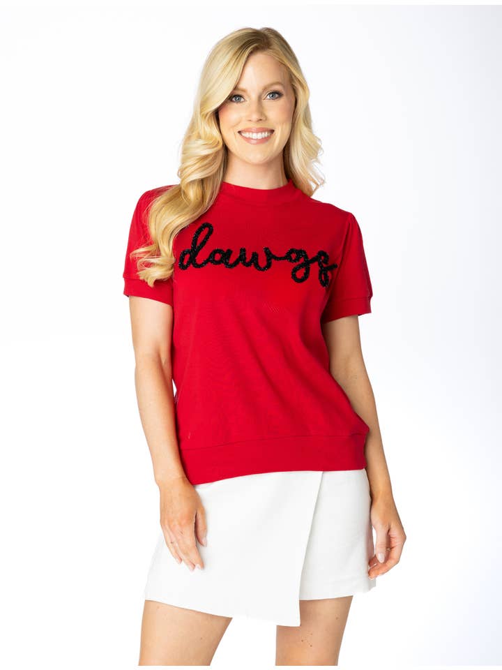 Stewart Simmons - Wholesale T-Shirt - Women's - The Dawgs Glitter Script Short Sleeve | UGA