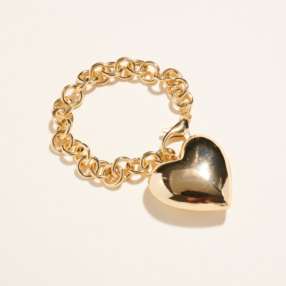 Designature New York - Wholesale Keychain – Women's - 6.5 Inch Metal Puffy Heart Keychain Bagcharm1