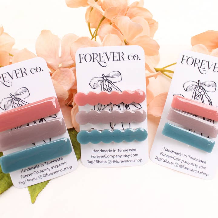 Haarspeldjes van Malibu Resin (antislip): Rose Lavender Dusty Blue voor wholesale door Forever Company