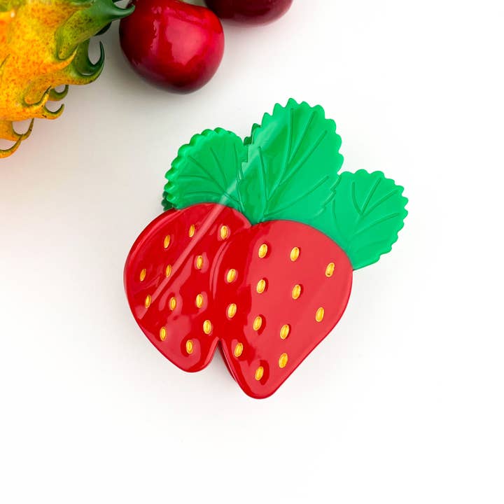 TheDivaSoap - Vente Pince à cheveux – femme - Pince à cheveux motif fruits frais, fraise et carotte