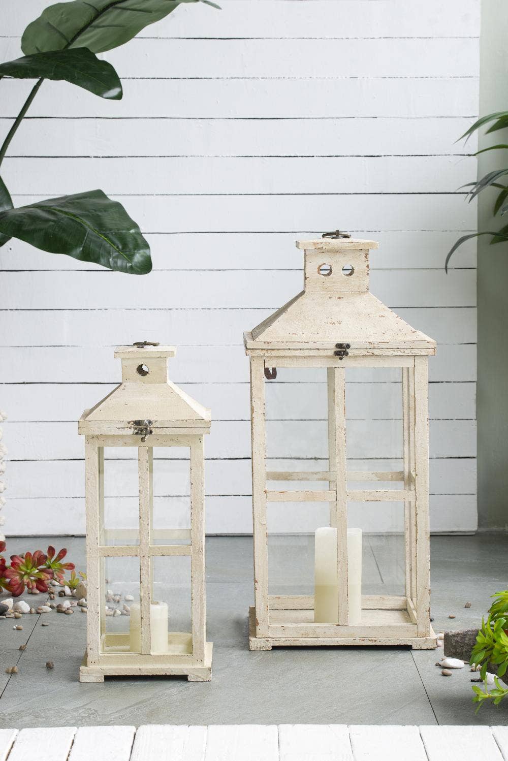 A&B Home Group Inc. – wholesale Lantern – S/2 Fir Wood Serenity Glow Lantern Set - 25"/19.5"H1