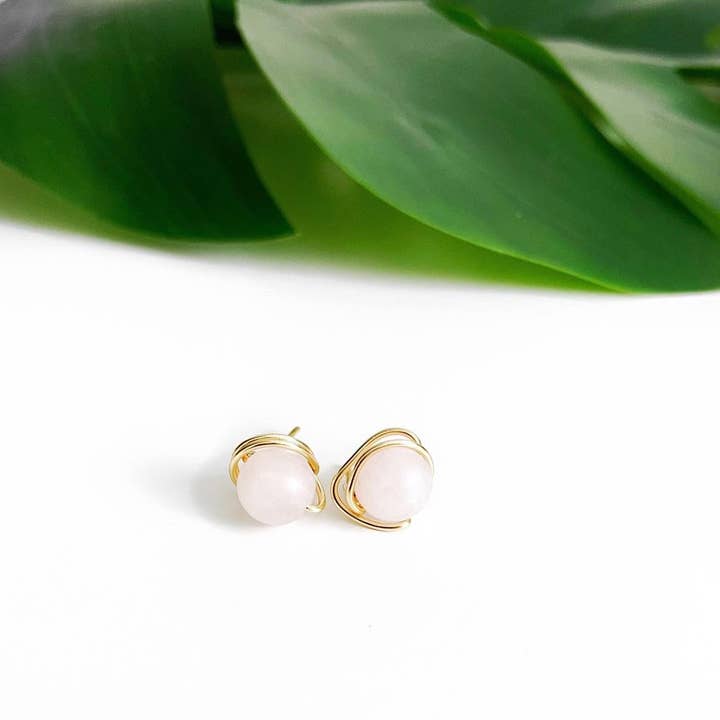 High Vibe Sentiments - Wholesale Stud/Post Earrings - Wire Wrapped Crystal Studs5