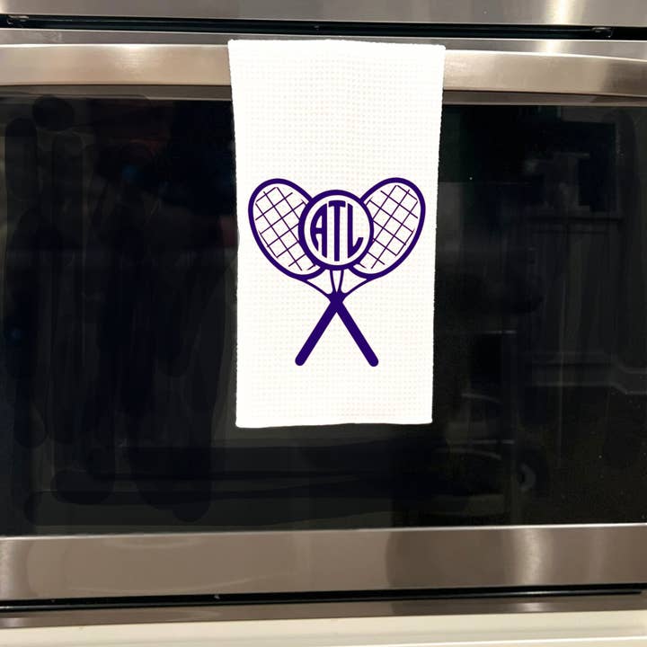 Cottage & Club - Wholesale Tea towel - Tennis Monogram Cross Racket Tea Towel7
