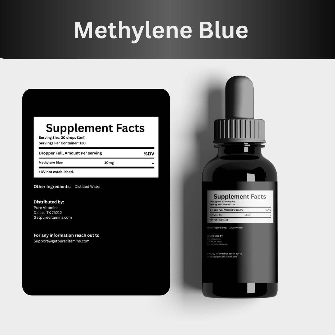 pure Vitamins – wholesale Oral supplement/vitamin – Pure Vitamins Organic Methylene Blue Drops - 10mg - 120ml6