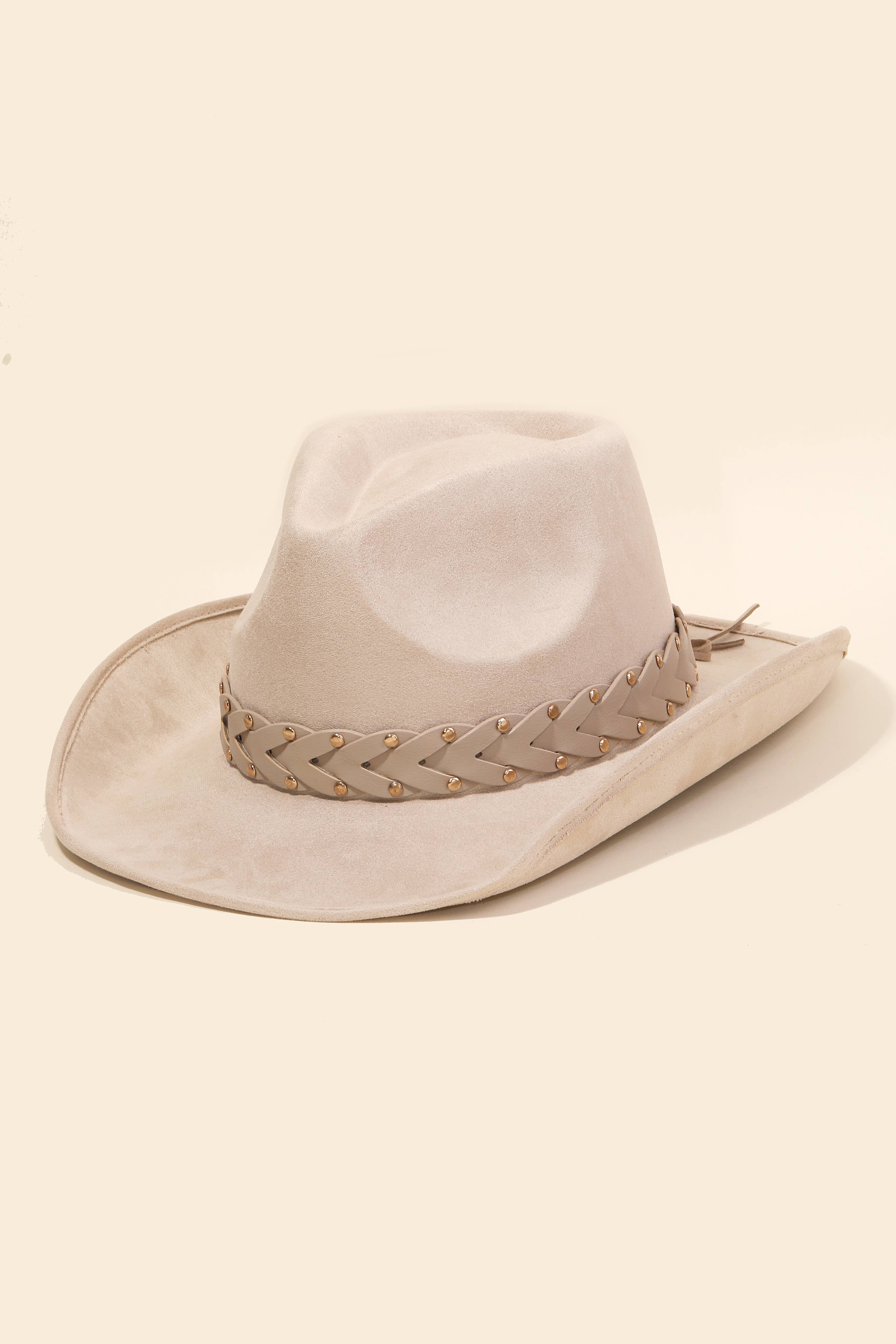 Anarchy Street – Chapéu de cowboy - Mulher por atacado – Chapéu de Cowboy de Palha com Trança Ocidental em Couro6