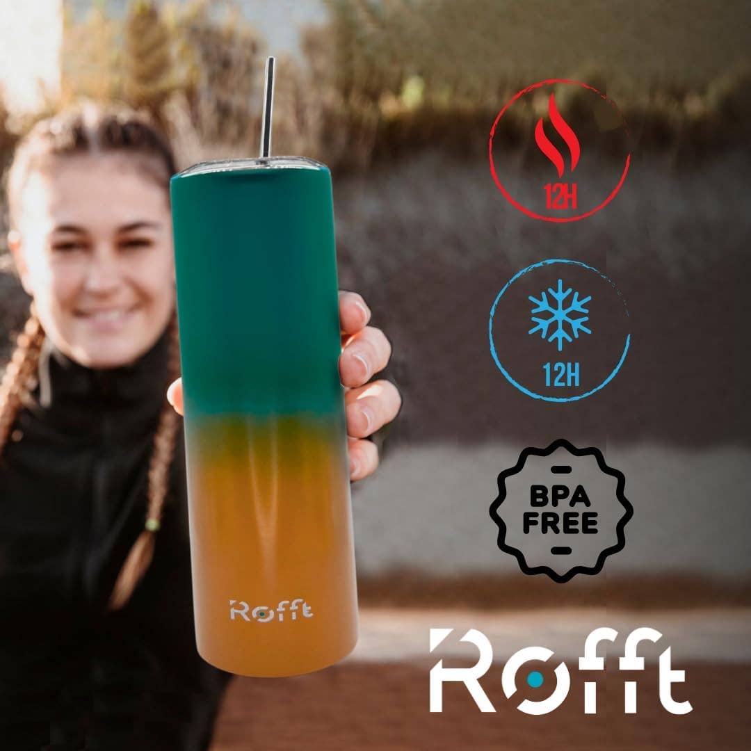 ROFFT USA LLC - Wholesale Insulated Mug/Tumbler - Insulated Stainless Steel Tumbler with Lid and Straw, 22oz, Double Wall, Gradient Colors12
