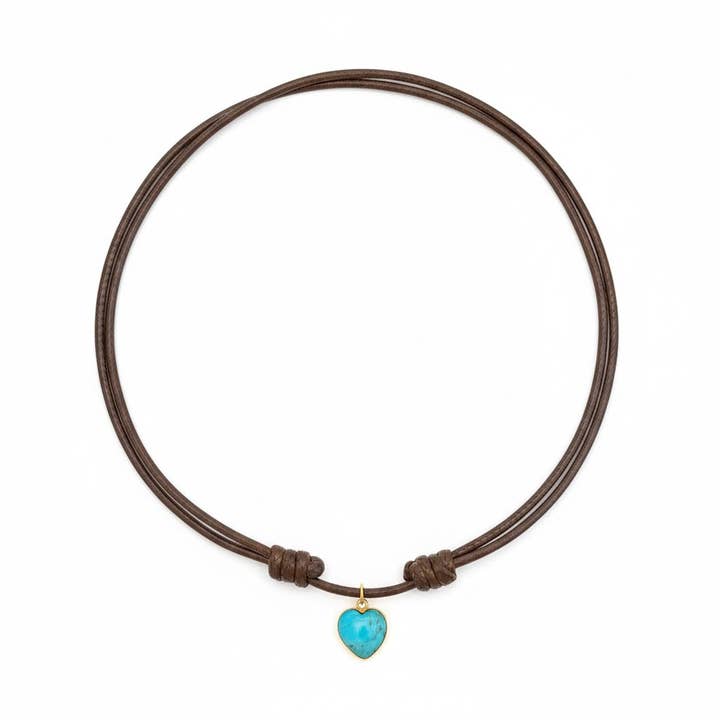 18k Solid Gold Natural Turquoise Heart Necklace for wholesale by Georgina Nicol