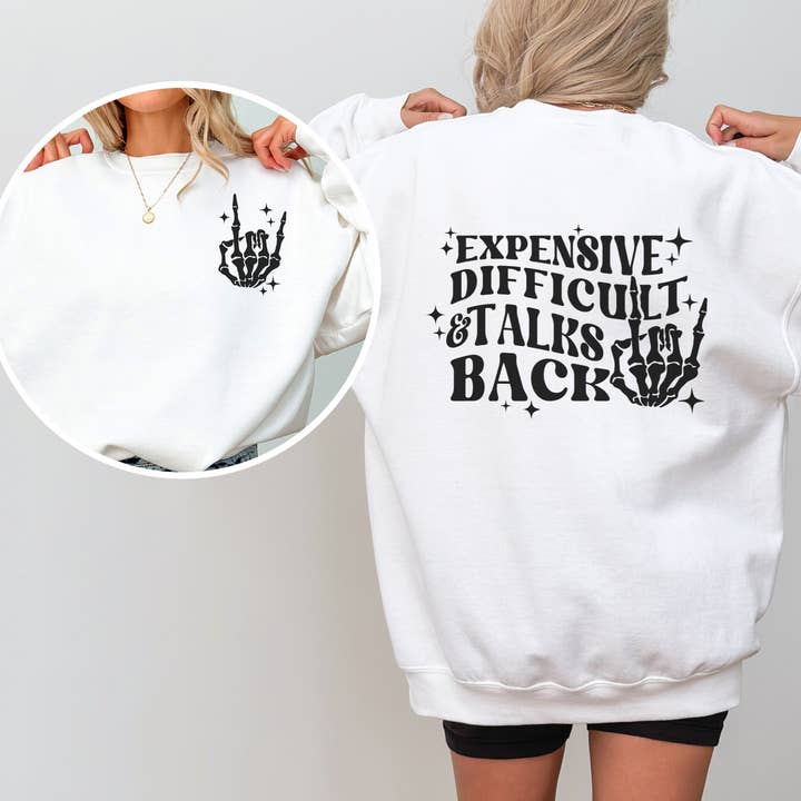 Trendznmore – wholesale Graphic sweatshirt – Women’s – Expensive Difficult and Talks Back Crewneck Sweatshirt