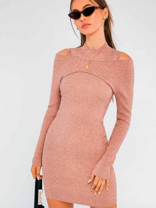 2 LAYERED RIBBED KNIT DRESS for wholesale by Lemon Tree