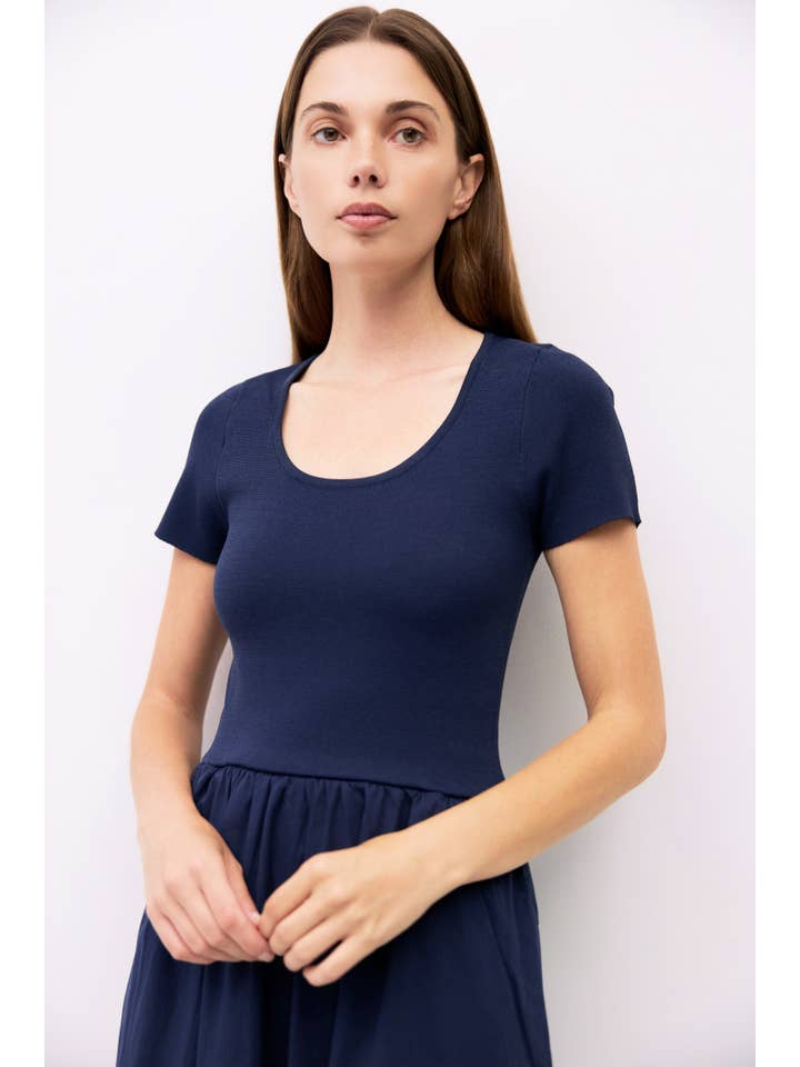 MOD REF - Wholesale Dress - Women's - The Lynette Dress | Knit Short Sleeve Midi Dress8