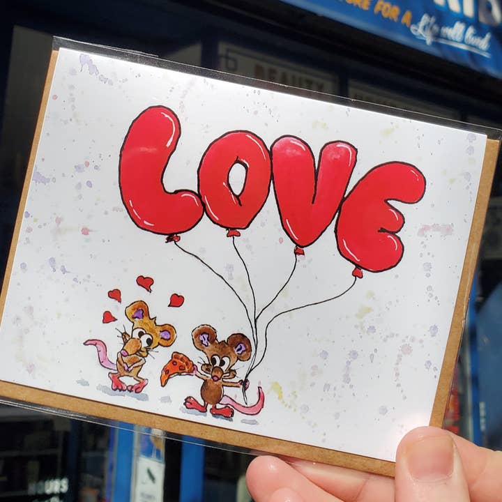 Love at First Slice-Handmade Greeting Card for wholesale by Johnnerdraws
