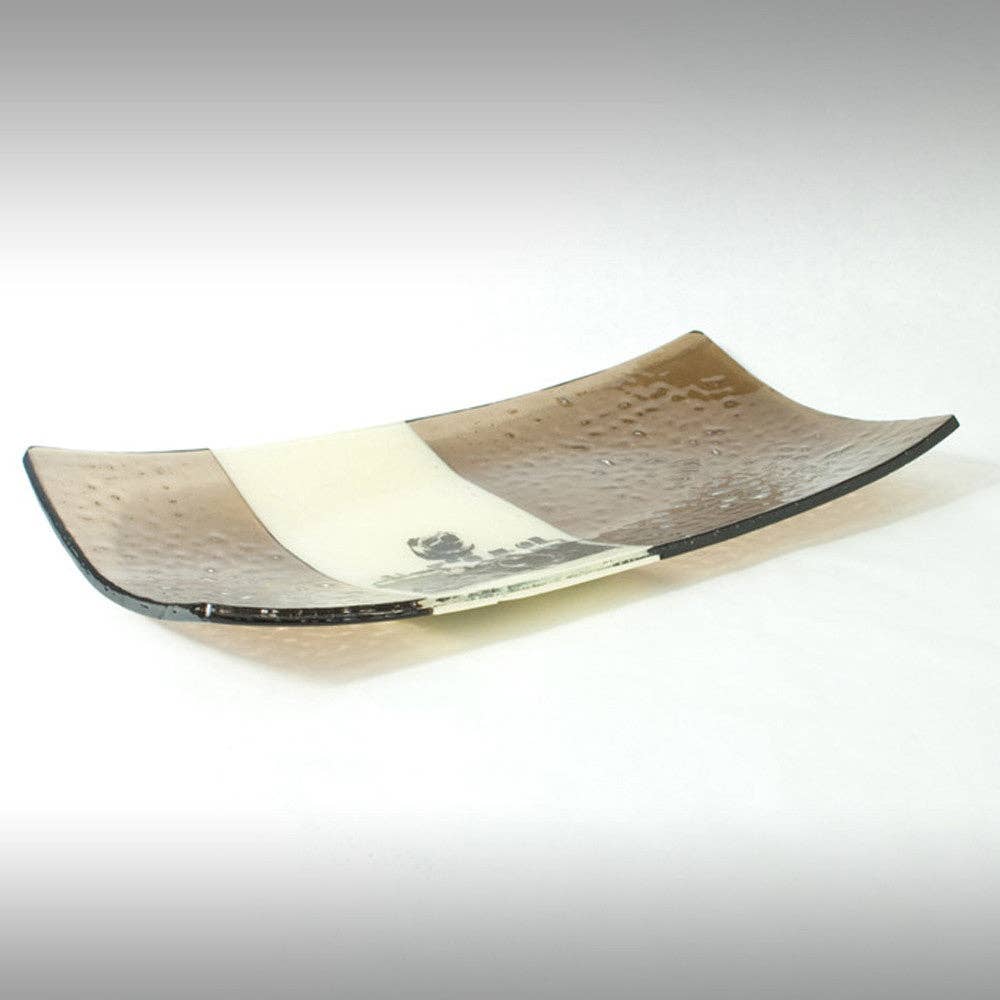 Kiku Handmade | Contemporary Fused Glass Home Goods - Wholesale Platter - Camera 15" Long Fused Glass Serving Platter1