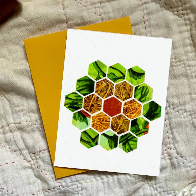 Carte de vœux Quilt Block (Grandmother's Flower Garden) pour la vente par Cozy Arts