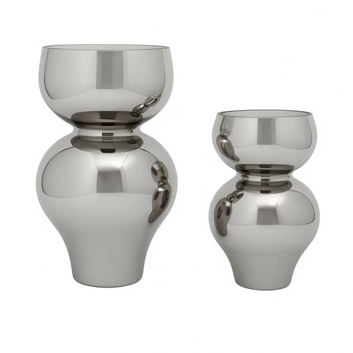 Set of 2 Decorative Silver Handmade Glass Vase for wholesale by 2626 Designs