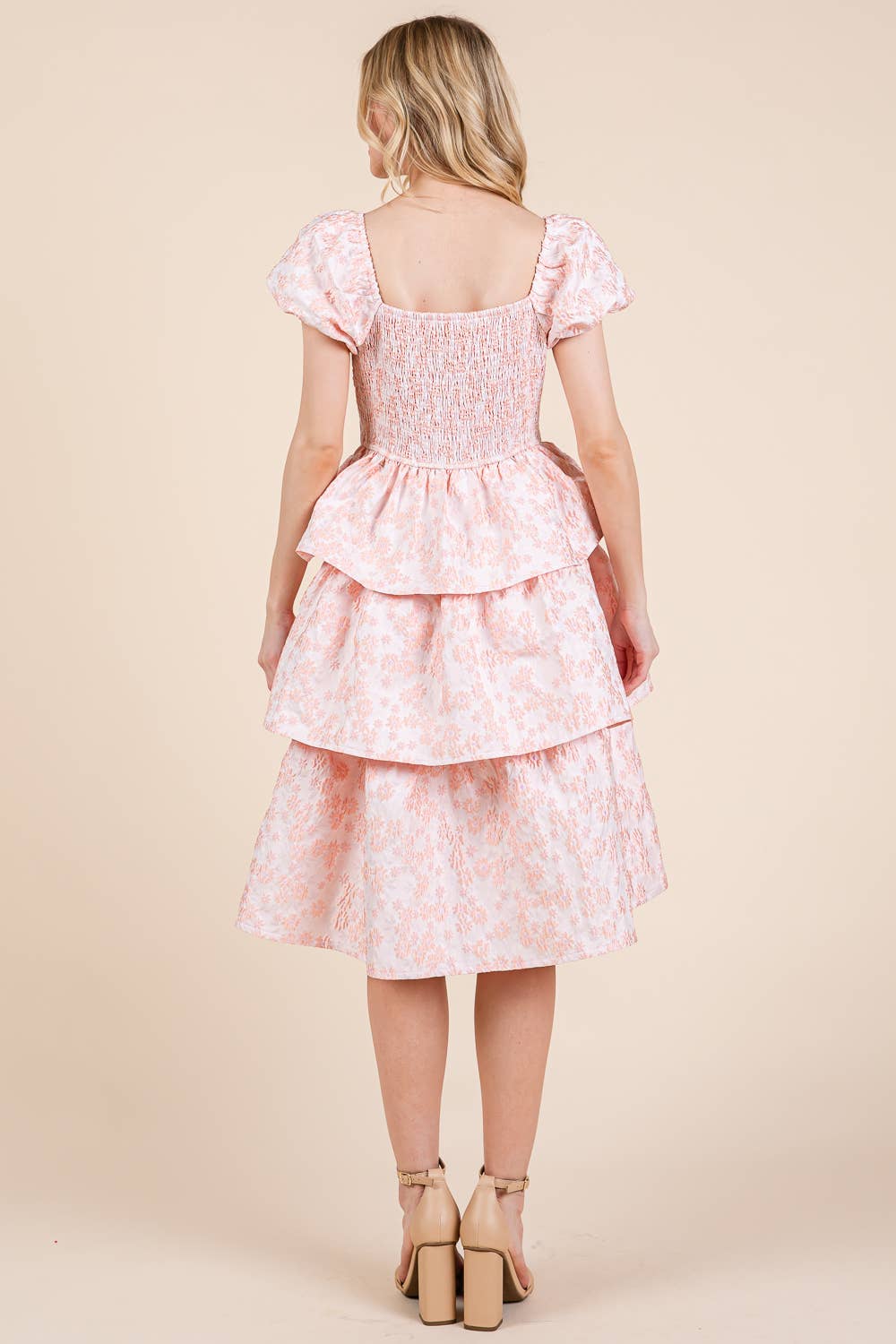 GeeGee x Lovelo - Wholesale Jurk - Dames - Floral Jacquard Gelaagde Midi Jurk, MD515482