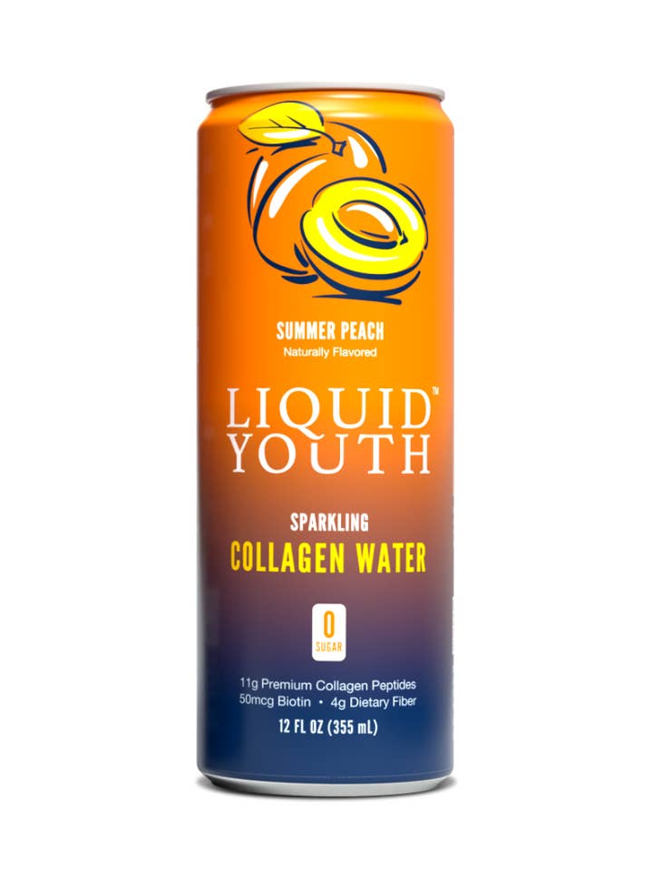 Sparkling Liquid Collagen Drink – Summer Peach | Premium Collagen Peptides by Liquid Youth™ - 12 Cans for wholesale by Liquid Youth